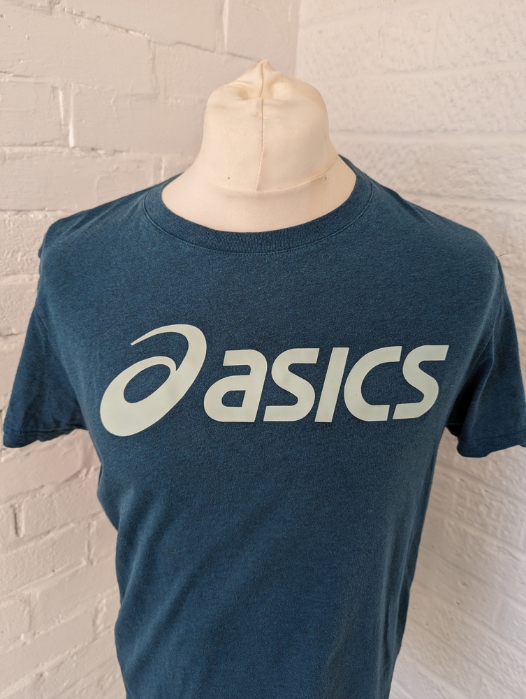 Asics Crew Neck T Shirt - Size M - Green - Cotton - P2P 21" - Picture 3 of 6